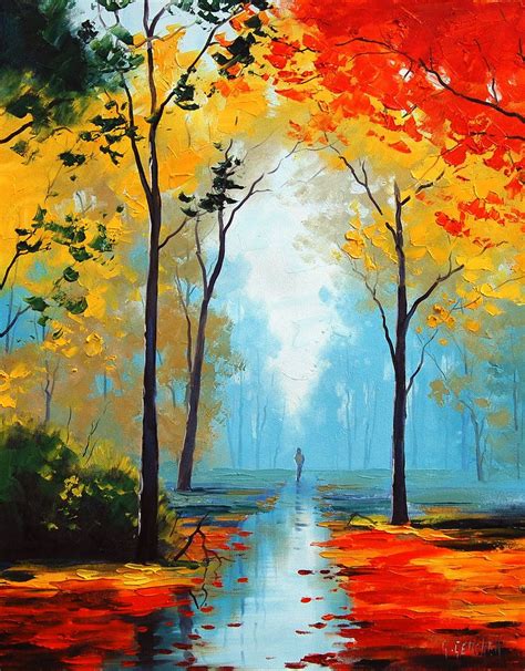 Nature art painting, Nature paintings, Autumn painting