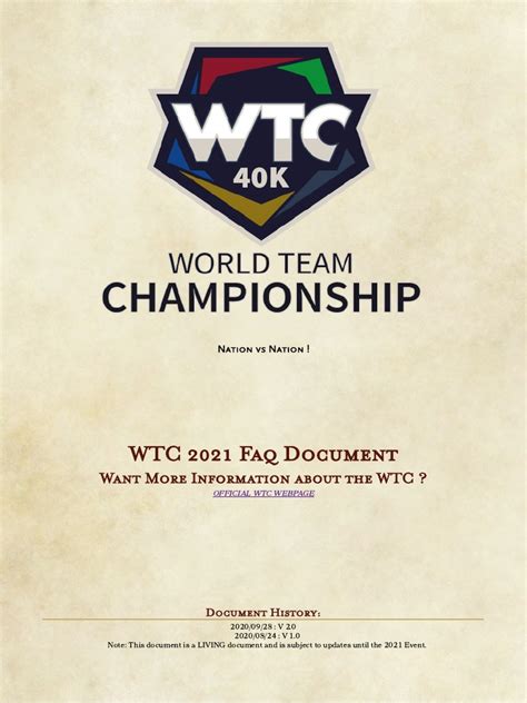 WTC 2021 Faq Document: Want More Information About The WTC ? | PDF