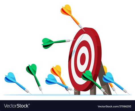 Many darts missed target mark Royalty Free Vector Image