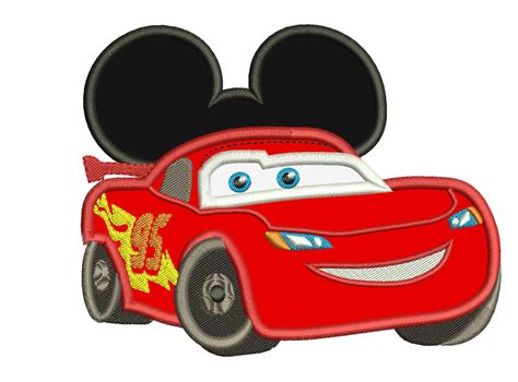 Lightning Mcqueen Mickey Ears Applique Design