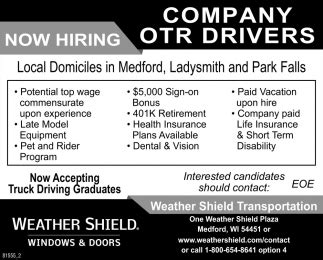 Now Hiring, Weather Shield Windows & Doors, Medford, WI