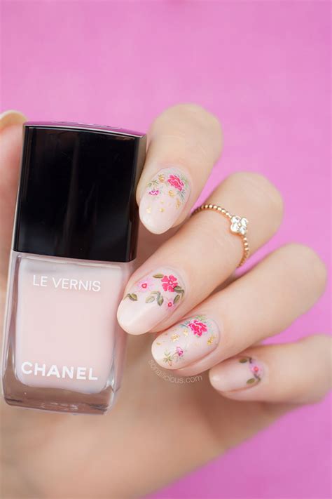 floral nails with chanel ballerina - SoNailicious