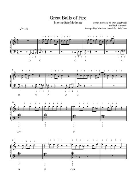 Great Balls Of Fire by Jerry Lee Lewis Sheet Music & Lesson | Intermediate Level