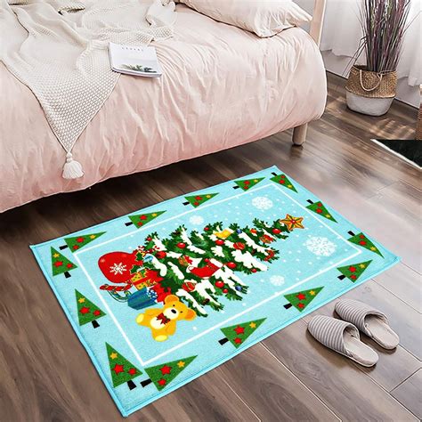 LOCHAS Christmas Tree Area Rug, Snowflakes Welcome Door Mate, Winter Holiday Runner Carpet for ...