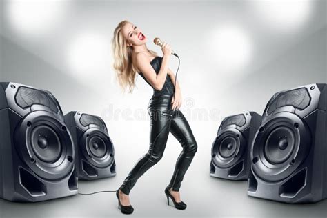 Karaoke Singer at Night Club Stock Photo - Image of chick, clothing ...