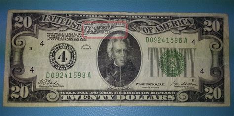 1928 Series Federal Reserve Note $20 Twenty Dollar Bill Vf Cleveland