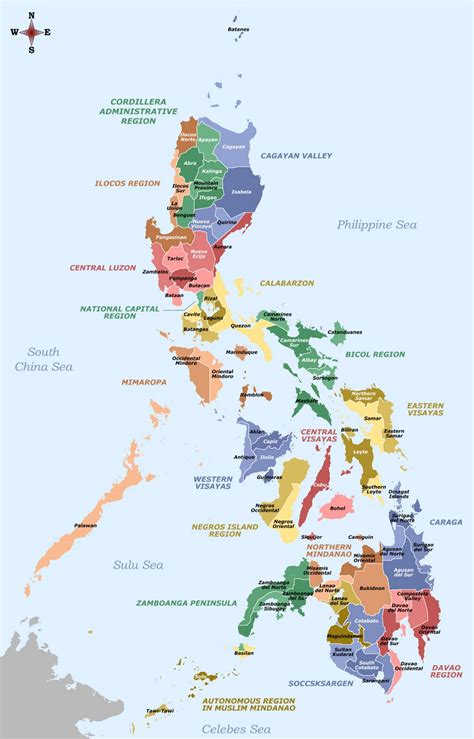 Large provinces and regions map of Philippines | Philippines | Asia ...