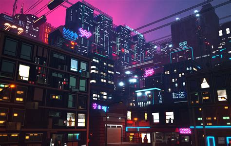 Cyberpunk City Futuristic Neon Lights Buildings Cyberpunk 4k Images