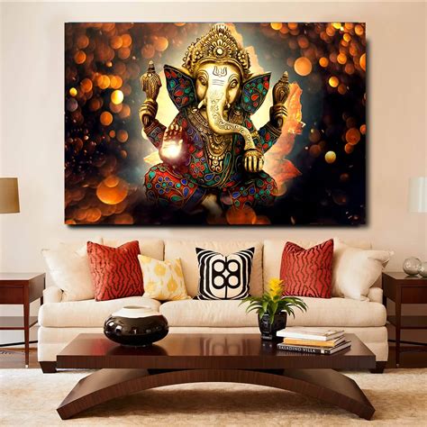 Embelish 1 Pieces Indian Head Elephant God Wall Art Posters For Living ...