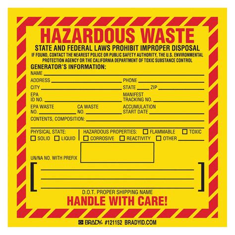 Printable Hazardous Waste Labels | TUTORE.ORG - Master of Documents