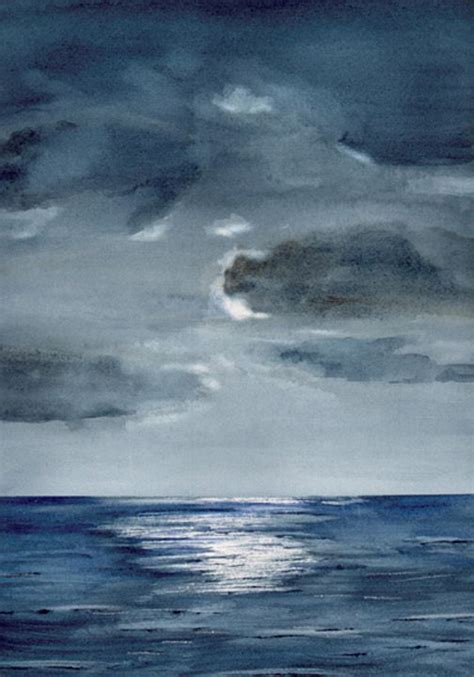 Moon Over Ocean Painting at PaintingValley.com | Explore collection of ...