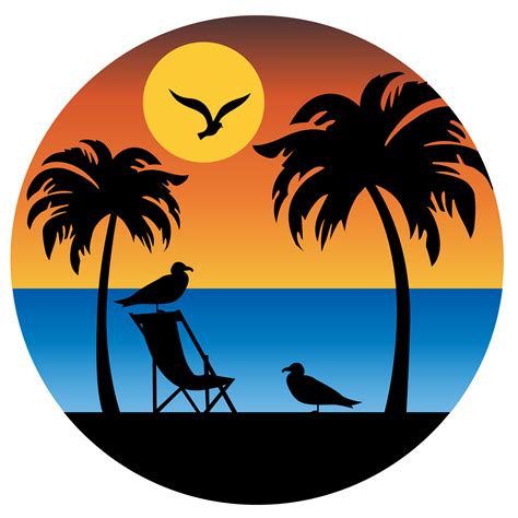 palm trees and seagulls silhouette with sunset 518170 Vector Art at Vecteezy