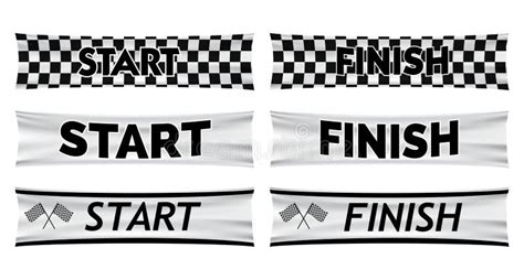 Set of Start and Finish Banner Line for Marathon Run Concept. Stock Illustration - Illustration ...