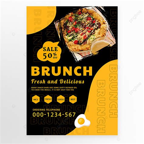 Brunch Promotion Yellow Black Creative Simple Discount Flyer Template Download on Pngtree