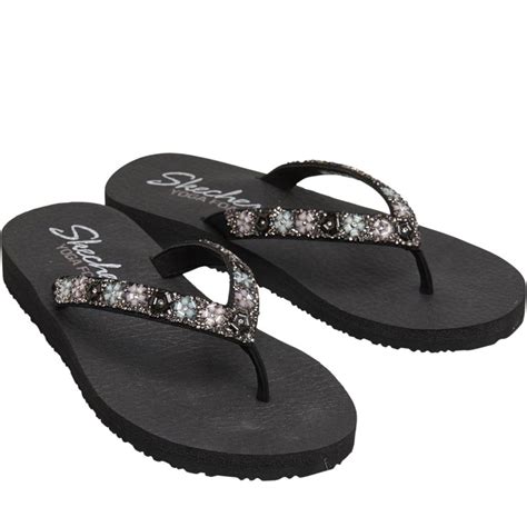 Buy SKECHERS Womens Meditation Daisy Delight YOGA FOAM® Flip Flops Black