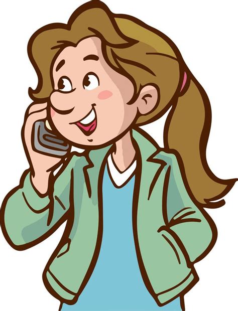 cute girl talking on the phone cartoon vector illustration 16883402 Vector Art at Vecteezy