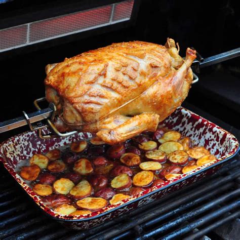 Rotisserie Duck with Honey Glaze and Drip Pan New Potatoes - Dad Cooks Dinner