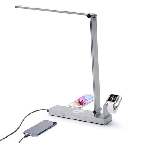 The LED Desk Lamp Boasts Integrated Apple Watch Stand, Charging Station and Wireless Charger ...