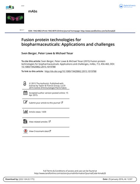 (PDF) Fusion Protein Technologies for Biopharmaceuticals: Applications ...