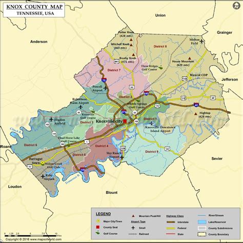 Knox County Map, TN | Map of Knox County Tennessee