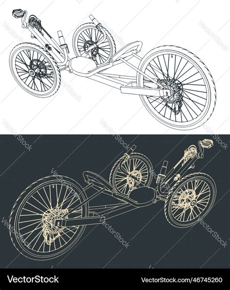 Recumbent bike blueprint Royalty Free Vector Image