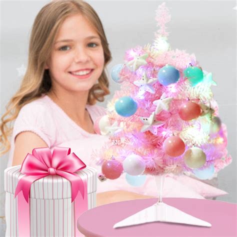 Ikohbadg Small Pink Christmas Tree - 24 Inch Tabletop Mini Artificial ...
