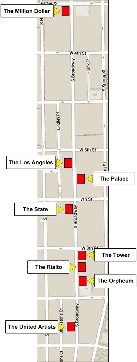 Map of Classic Movie Theatres on Broadway (in Los Angeles)