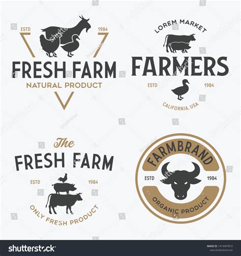 Farmers Market Logo Templates Stamps Labels Stock Vector (Royalty Free ...