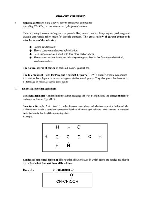 1 Organic Chem Notes - ORGANIC CHEMISTRY Organic chemistry is the study of carbon and carbon ...