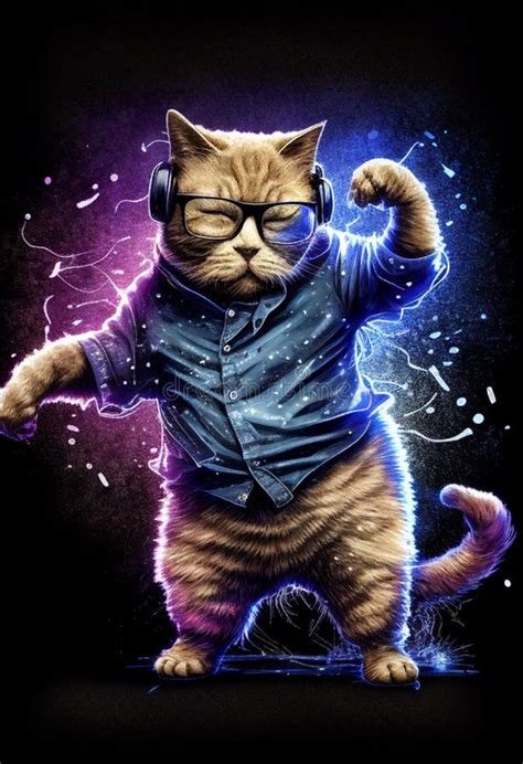 Funny Cat Dancing at the Disco in the Club. AI Generated Stock Illustration - Illustration of ...