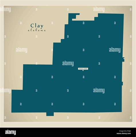 Modern Map - Clay Alabama county USA illustration Stock Vector Image ...