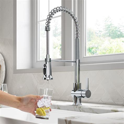 Kraus Britt 2-in-1 Commercial Style Pull-Down Single Handle Water ...