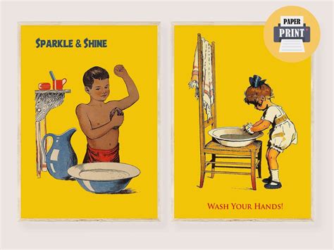 Midcentury Bathroom Art Prints Vintage Bath Posters, Retro Bath Soap ...