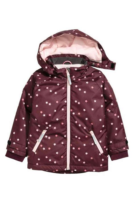 H&m Kids, Outdoor Jacket, Windproof, Water Repellent, Raincoat, Standing, Burgundy, Hood, Fleece