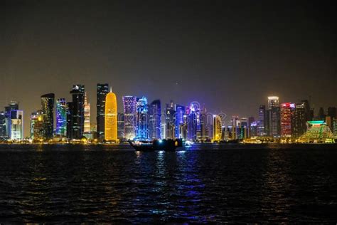 Doha skyline stock image. Image of city, skyscraper - 140162443