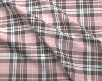 Pink plaid fabric | Etsy