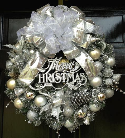 DELUXE artificial SILVER CHRISTMAS wreath