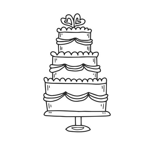 Wedding cake doodle cartoon vector 12955186 Vector Art at Vecteezy