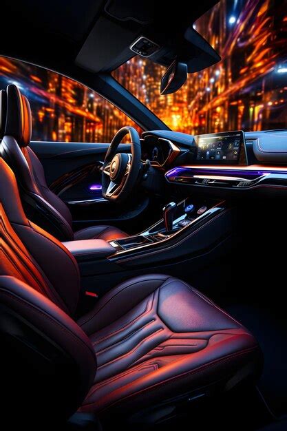 Premium AI Image | Neo glow color futuristic car interior silhouette