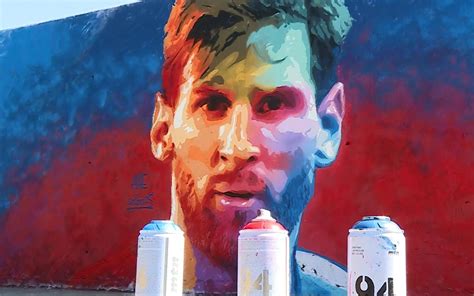 Leo Messi graffiti art pops up in Barcelona