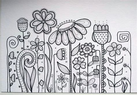 a drawing of flowers in black and white