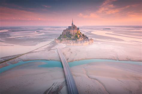 Mont Saint Michel France Aerial View Landscape Abbey Wallpaper ...