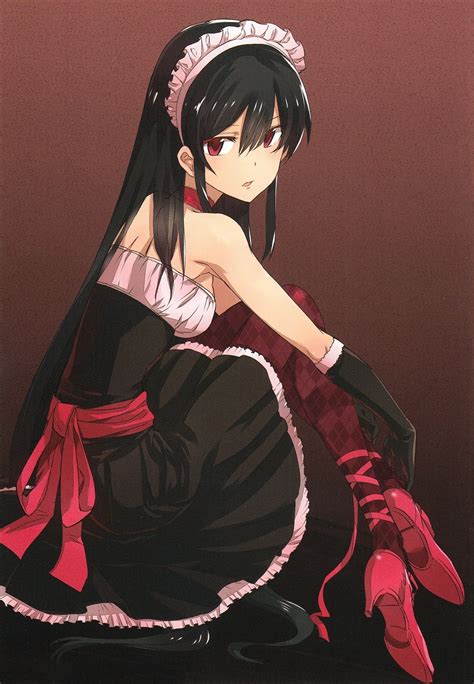 Wallpaper : long hair, anime girls, black hair, red eyes, Akame ga Kill, maid outfit, girl ...