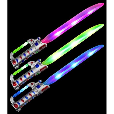 Set of 3 VT Super Sword Flashing LED & Clanging Sounds Party Favor Toy Light Up Sword Sabers ...