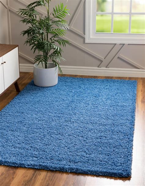 Periwinkle Blue 5' x 8' Solid Shag Rug | Rugs.com