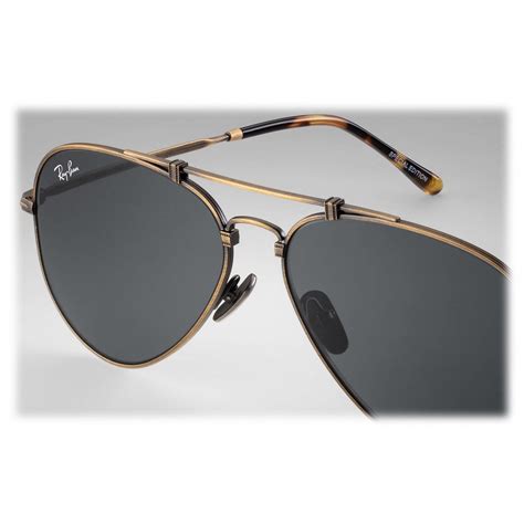 Ray-Ban - RB8125 913757 - Original Aviator Titanium - Antique Gold - Grey Classic Lenses ...