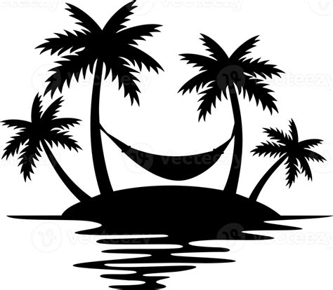 Tropical Island, Palm Trees and Hammock PNG Illustration 32332300 PNG