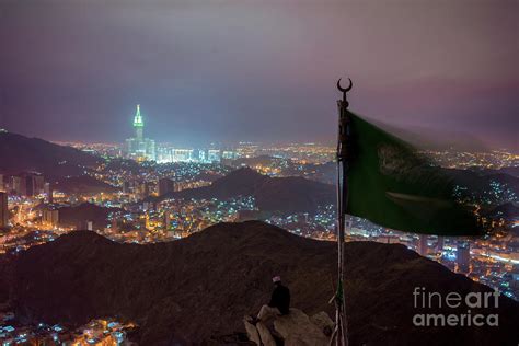 Mecca City View From Hira Cave At Night by Shaifulzamri