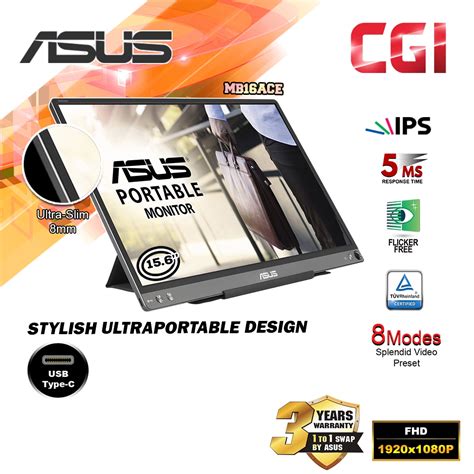 Asus ZenScreen MB16ACE 15.6" FHD Type C Portable USB Monitor | Shopee ...