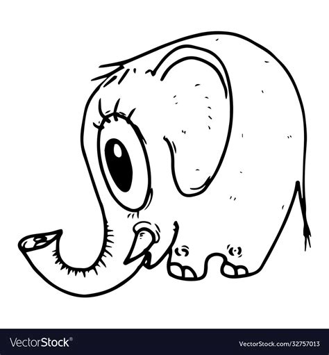 Elephant hand drawn cartoon sad Royalty Free Vector Image